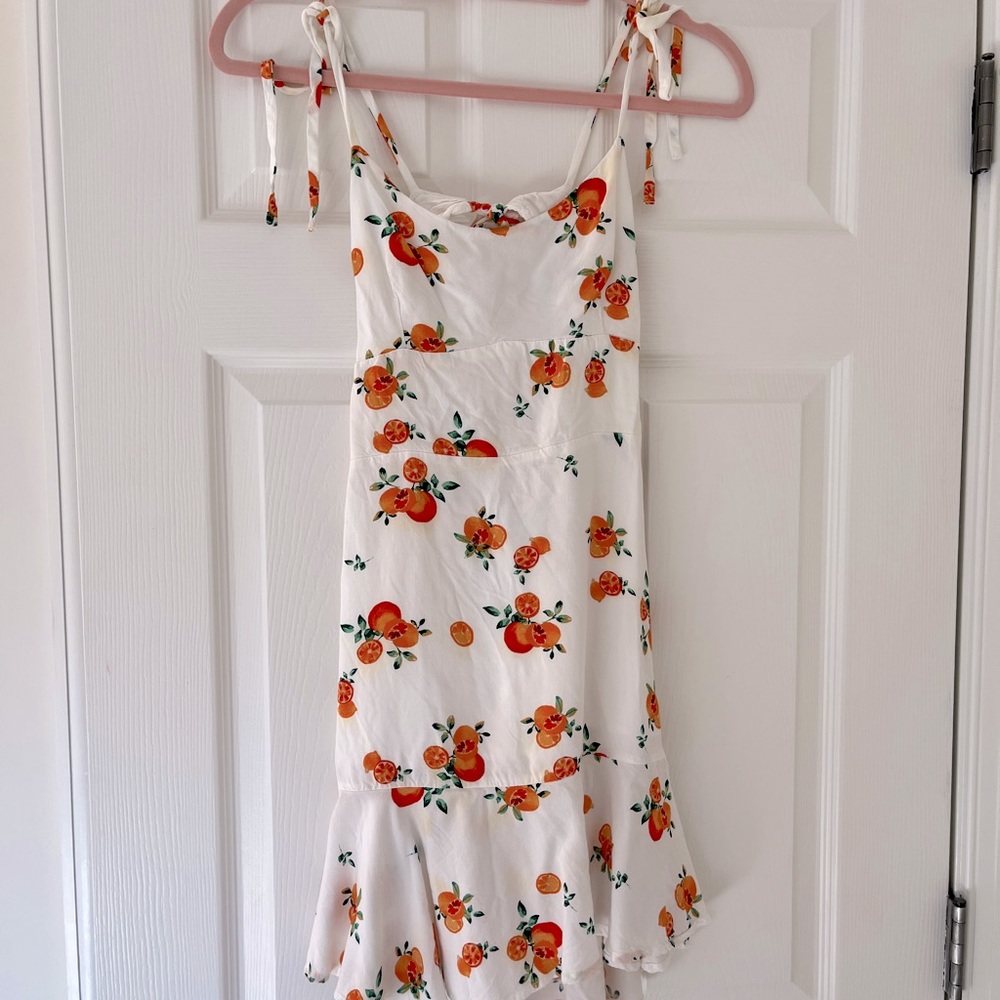 wild fable white dress with oranges design